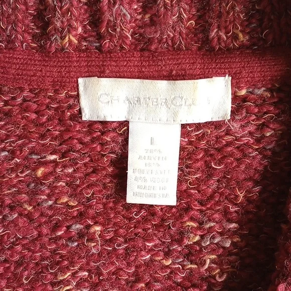 *50off3* Charter Club Shawl-Collar Short Cardigan L Heathered Red-Orange - Picture 3 of 3